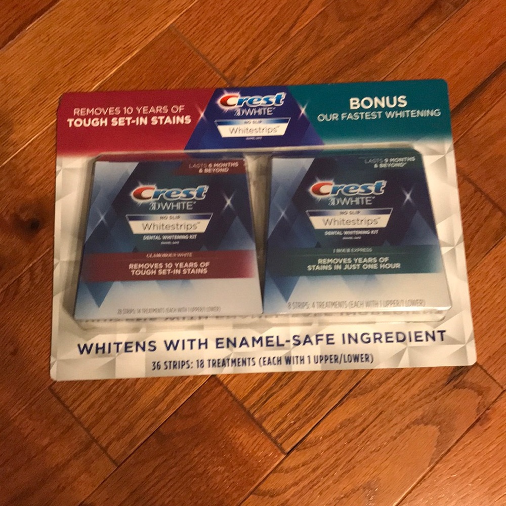 Crest whitening strips regular and one hour